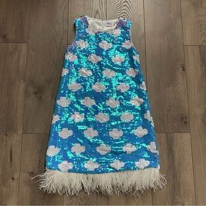 Lola + The Boys Head in the Clouds Blue Sequin Girls Size 12 Sleeveless Dress
